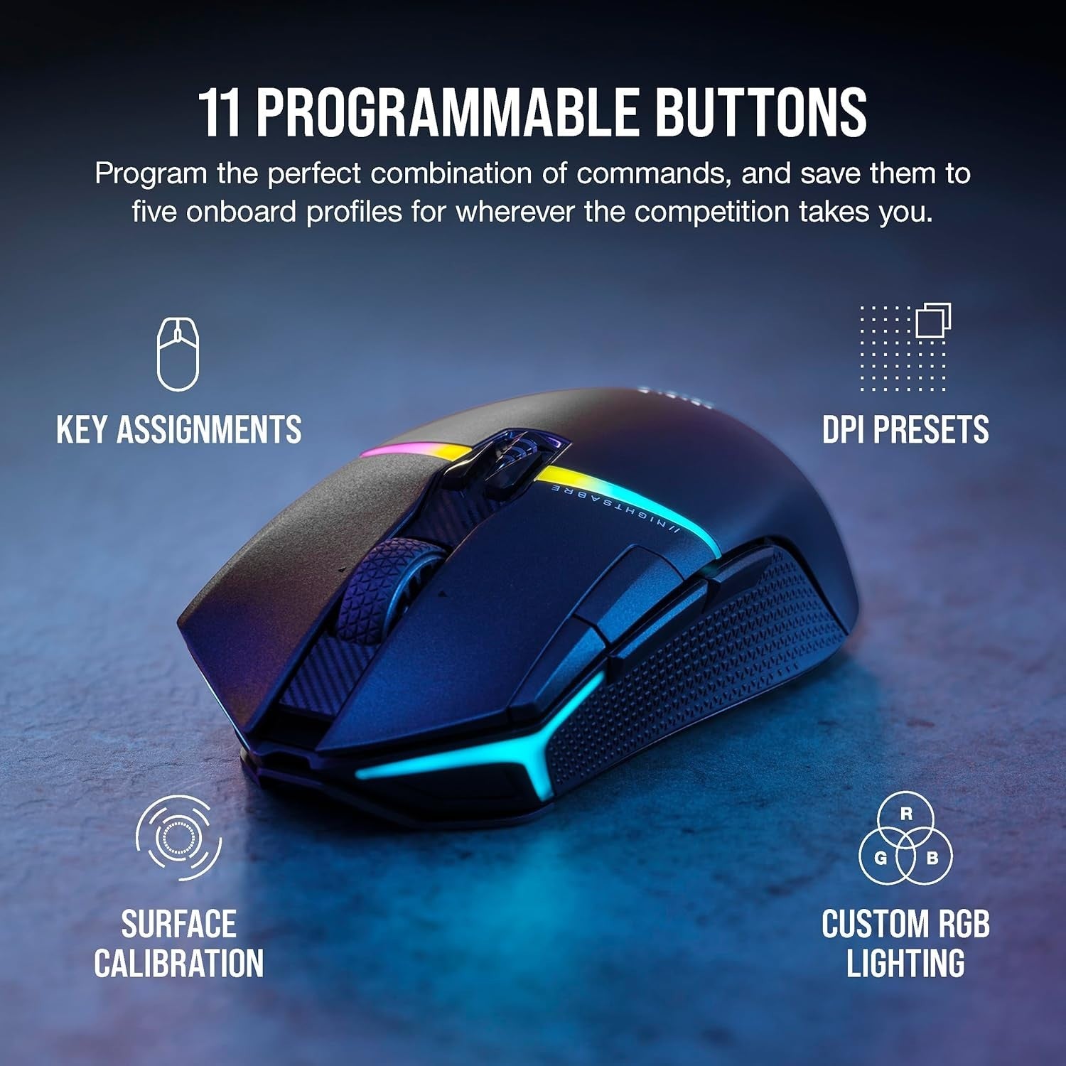 Wireless RGB Gaming Mouse 26,000 DPI Ultra-Fast 11 Buttons FPS