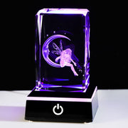 3D Crystal Fairy & Moon LED Light Cube Ornament Gift for Women Girls Bedroom