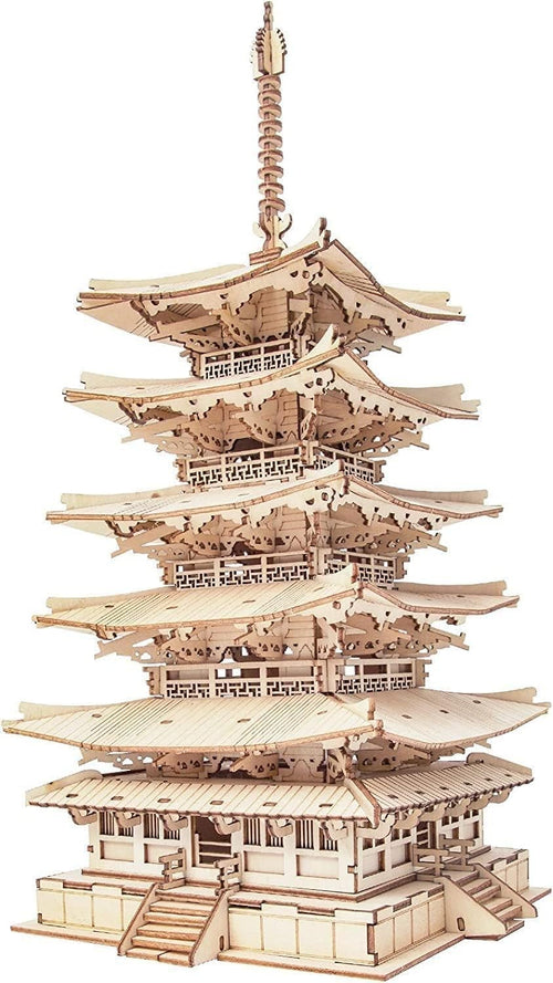 3D Wooden Puzzle Temple Kit | 5-Layer Pagoda Model | DIY Craft Gift