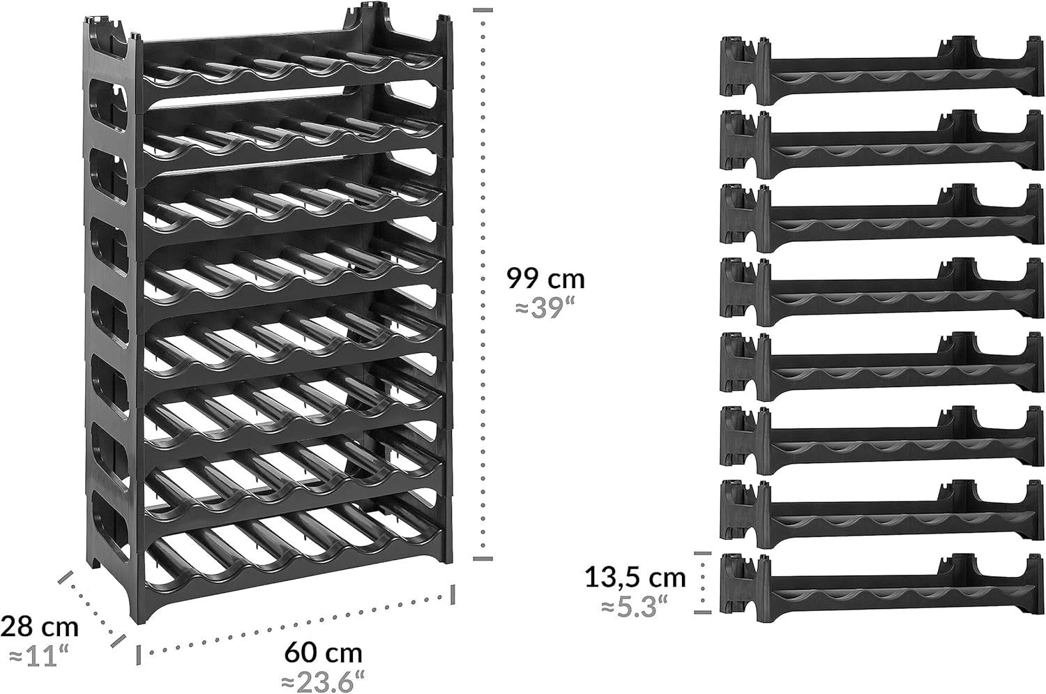 Stackable Wine Rack 48 Bottle Storage Holder Modular Freestanding Shelving Unit