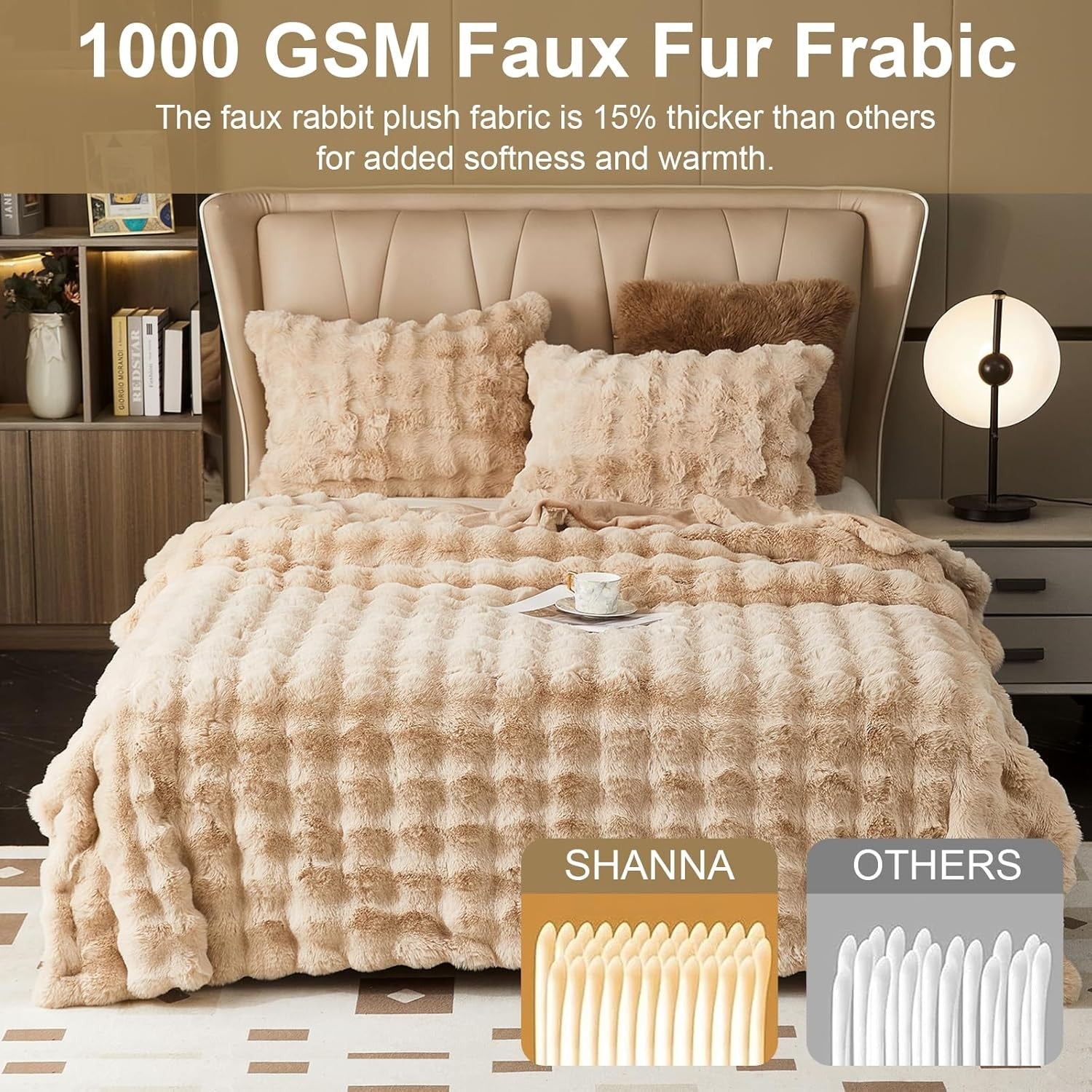 Luxury Thick Plush Fleece Throw Blanket Soft Warm Sofa Bed Khaki 100x160cm