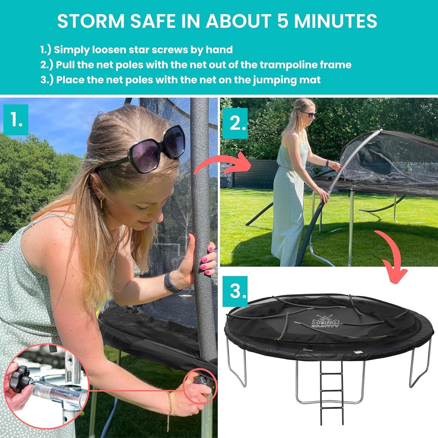 8ft Rectangular Garden Trampoline Safety Enclosure Kids Outdoor