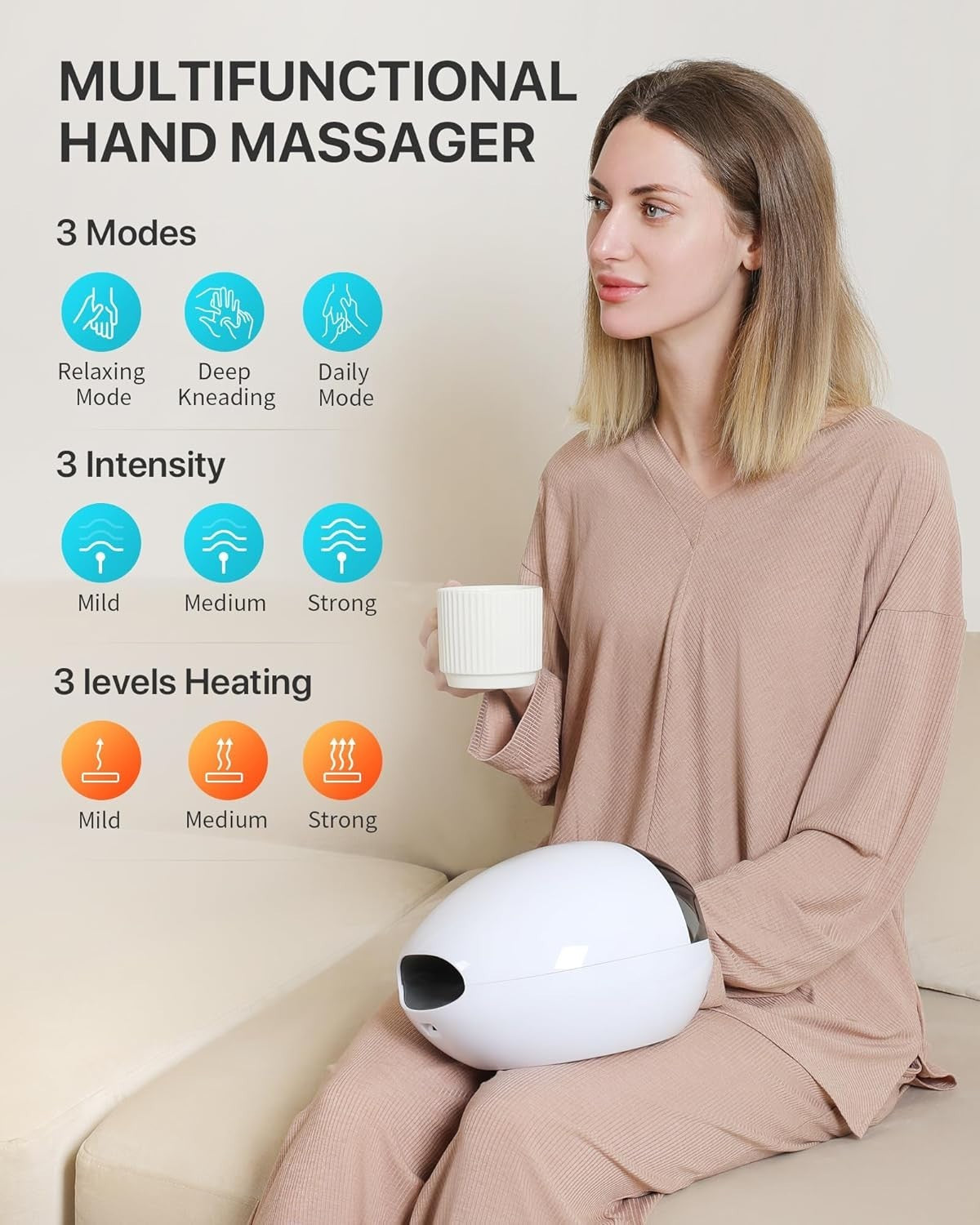 Cordless Electric Hand Massager Heat Therapy | Arthritis Pain Relief