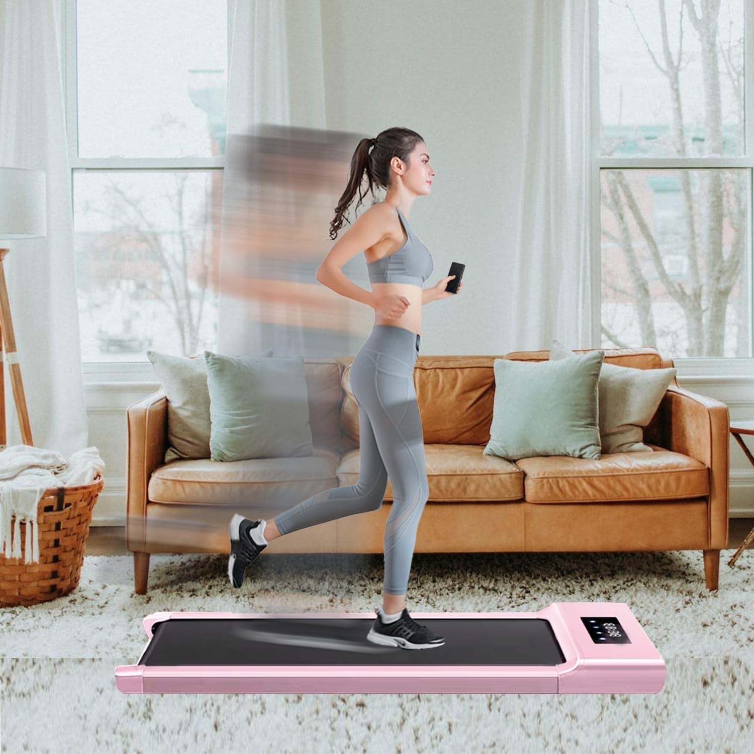 Under Desk Treadmill with Bluetooth Speaker & Remote 1-12km/h Home Office
