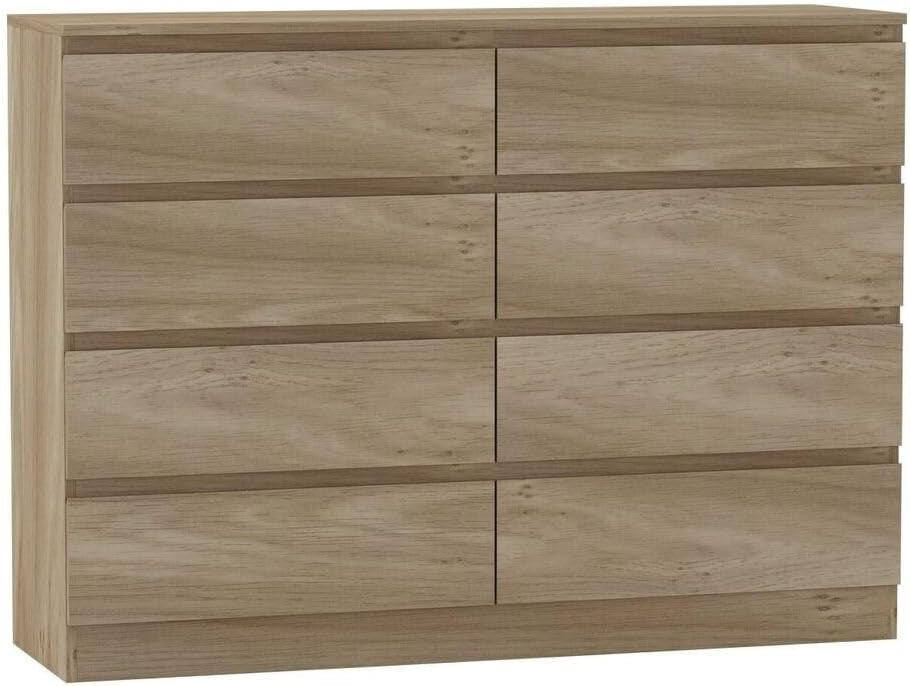 Large 8 Drawer Oak Chest Bedroom Storage Unit Modern Dresser Cabinet