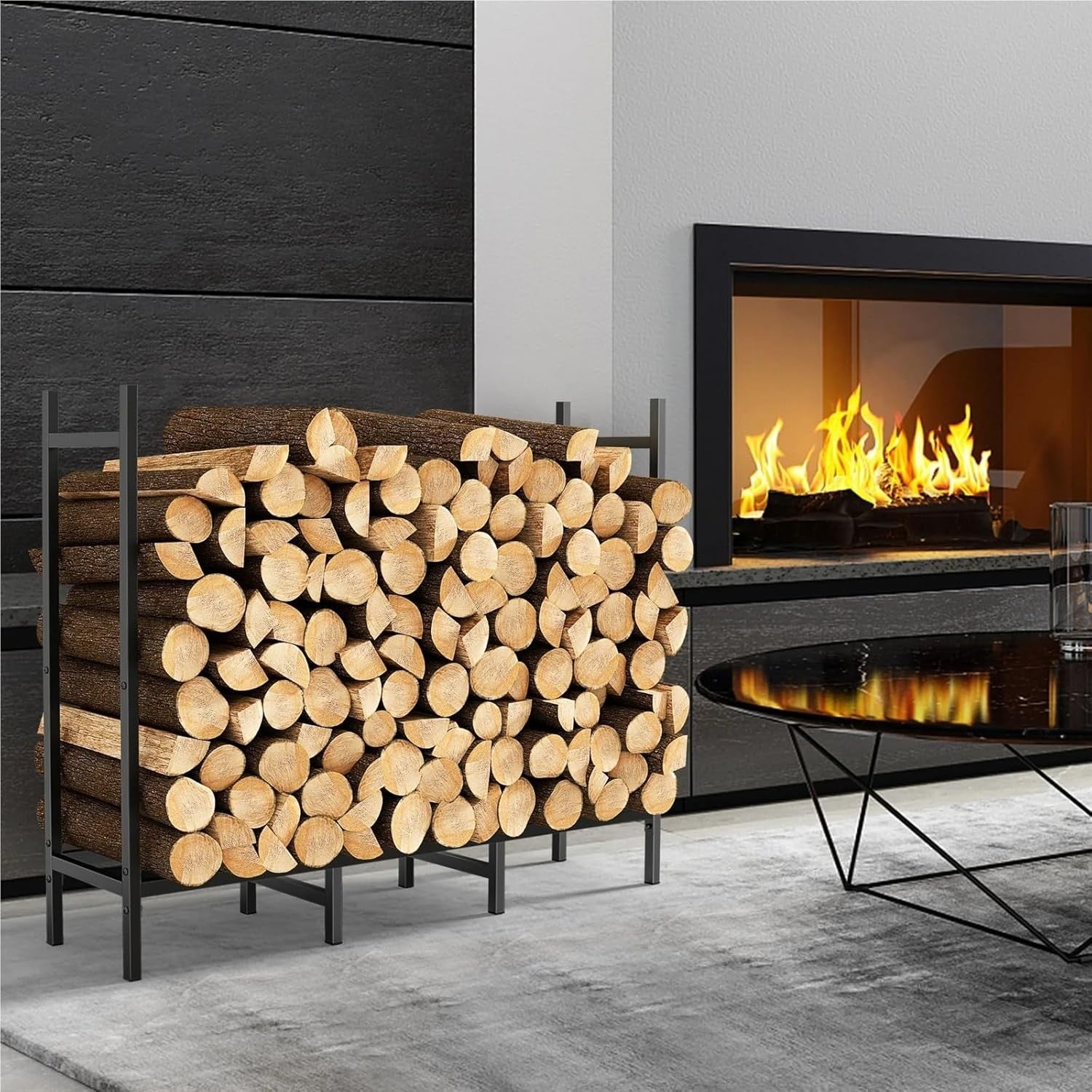Heavy Duty Indoor Outdoor Firewood Rack - Spacious & Foldable Log Storage
