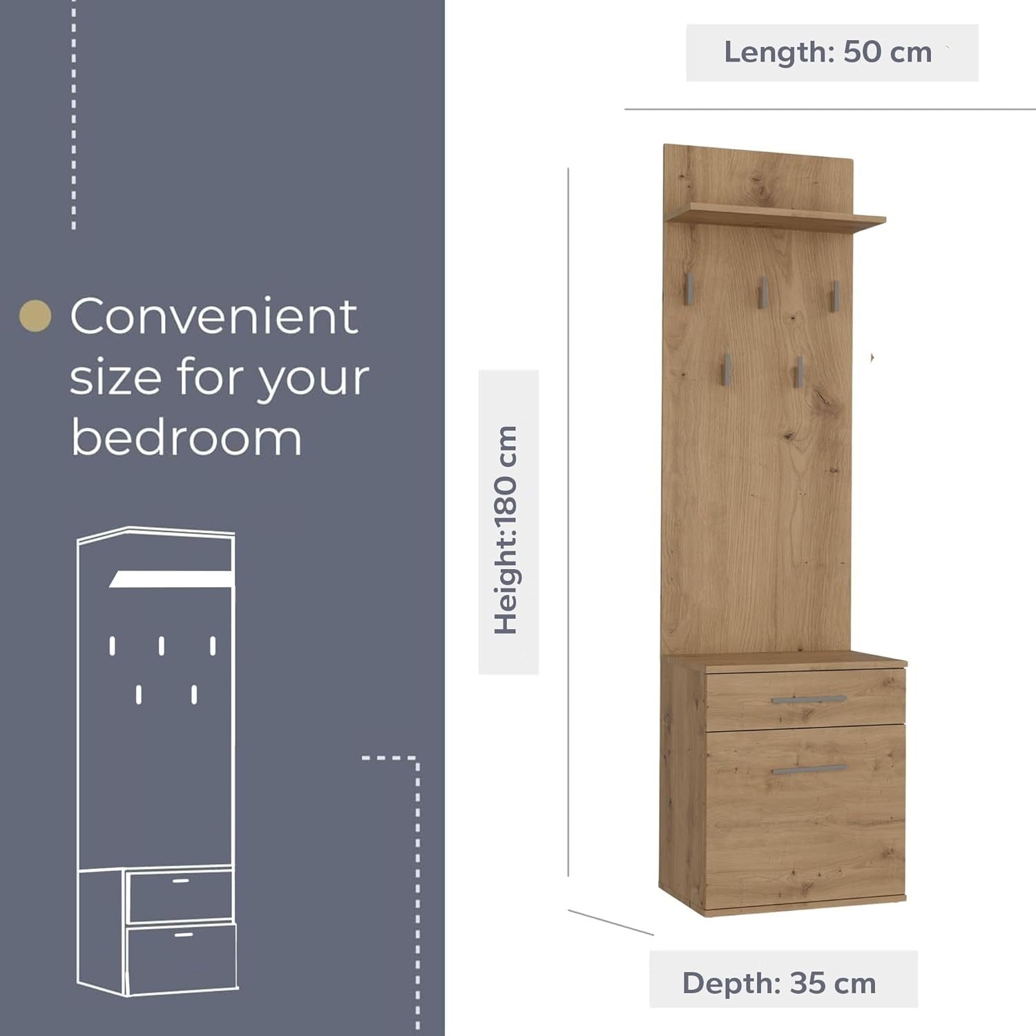 Modern Double Entryway Wardrobe with Drawers, Hooks & Shoe Storage 180cm
