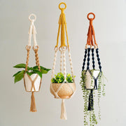 3pcs Yellow Macrame Plant Hanger Cotton Hanging Boho Planter