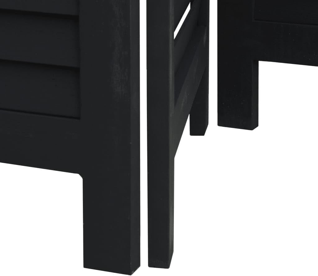 4 Panel Black Wooden Room Divider 145x200cm Folding Privacy Screen
