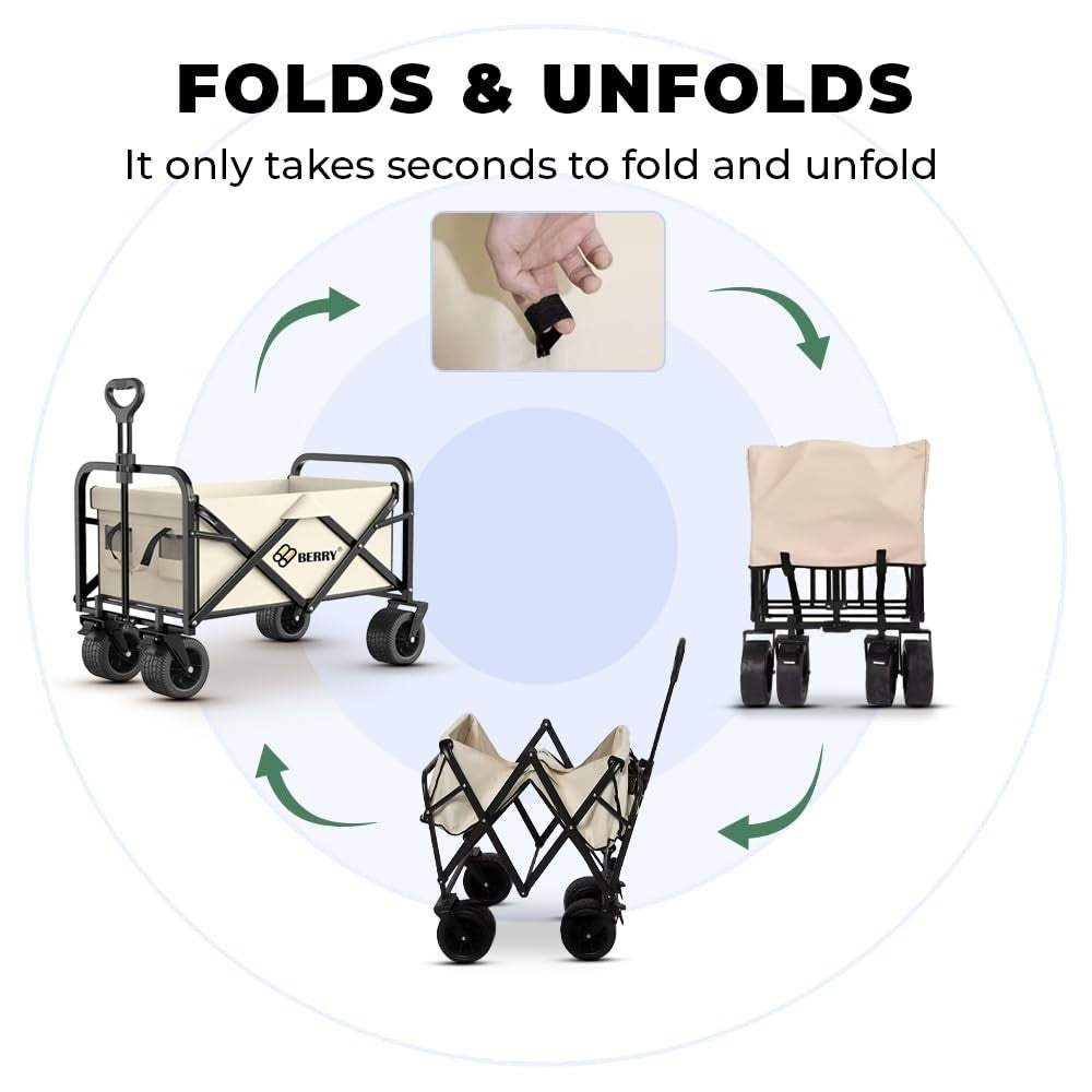 Heavy-Duty Foldable Utility Wagon Trolley | 150KG All-Terrain Cart