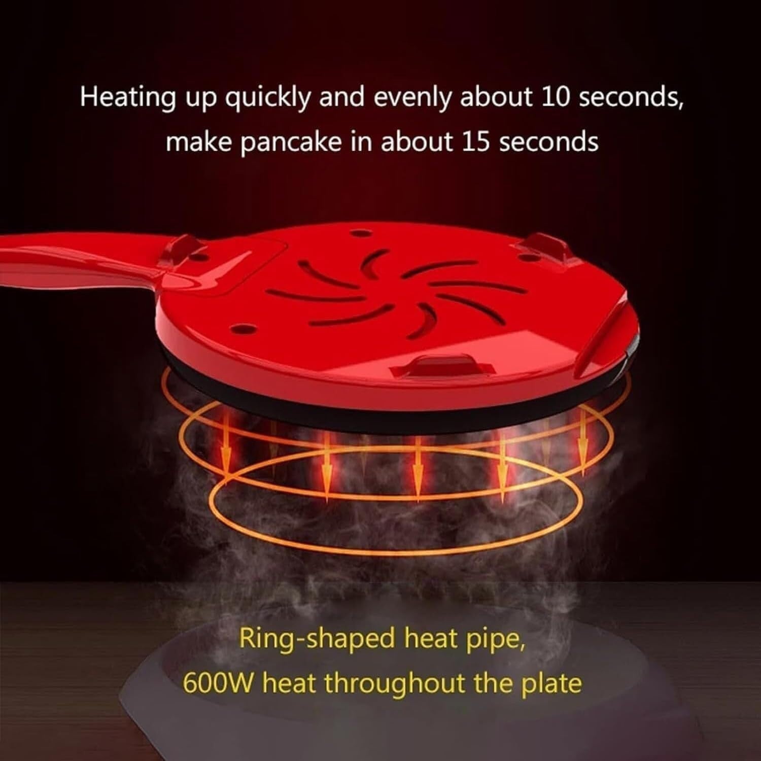 Electric Crepe Maker 600W Non-Stick Pancake Frying Pan 20cm Auto Temp Control