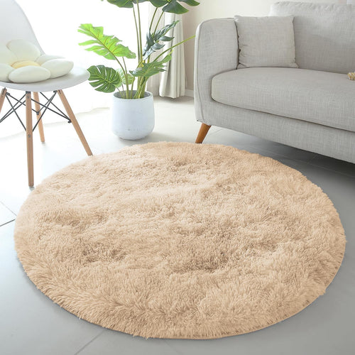 Round Shaggy Rugs Set 2pcs 120x120cm Super Soft Non Slip Thick Pile Carpet