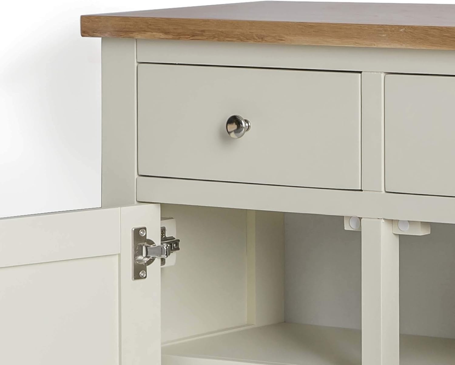 Cream Sideboard Storage Cabinet Oak Top 3 Door 3 Drawer Cupboard
