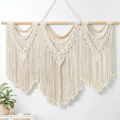 Large Boho Macrame Wall Hanging Tassel Woven Tapestry Decor