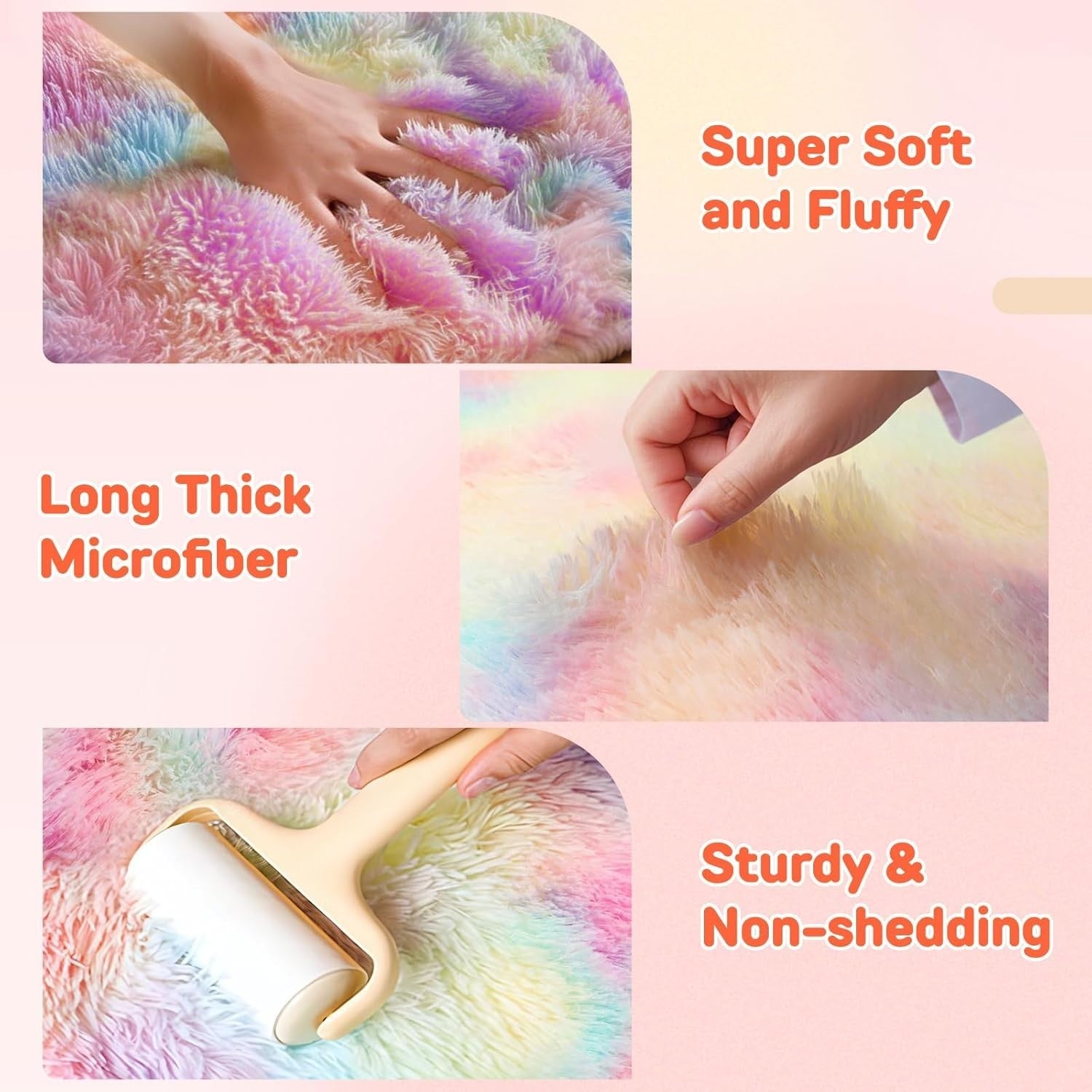 Rainbow Shaggy Area Rug 160x230cm Plush High Pile Carpet Kids Living Room
