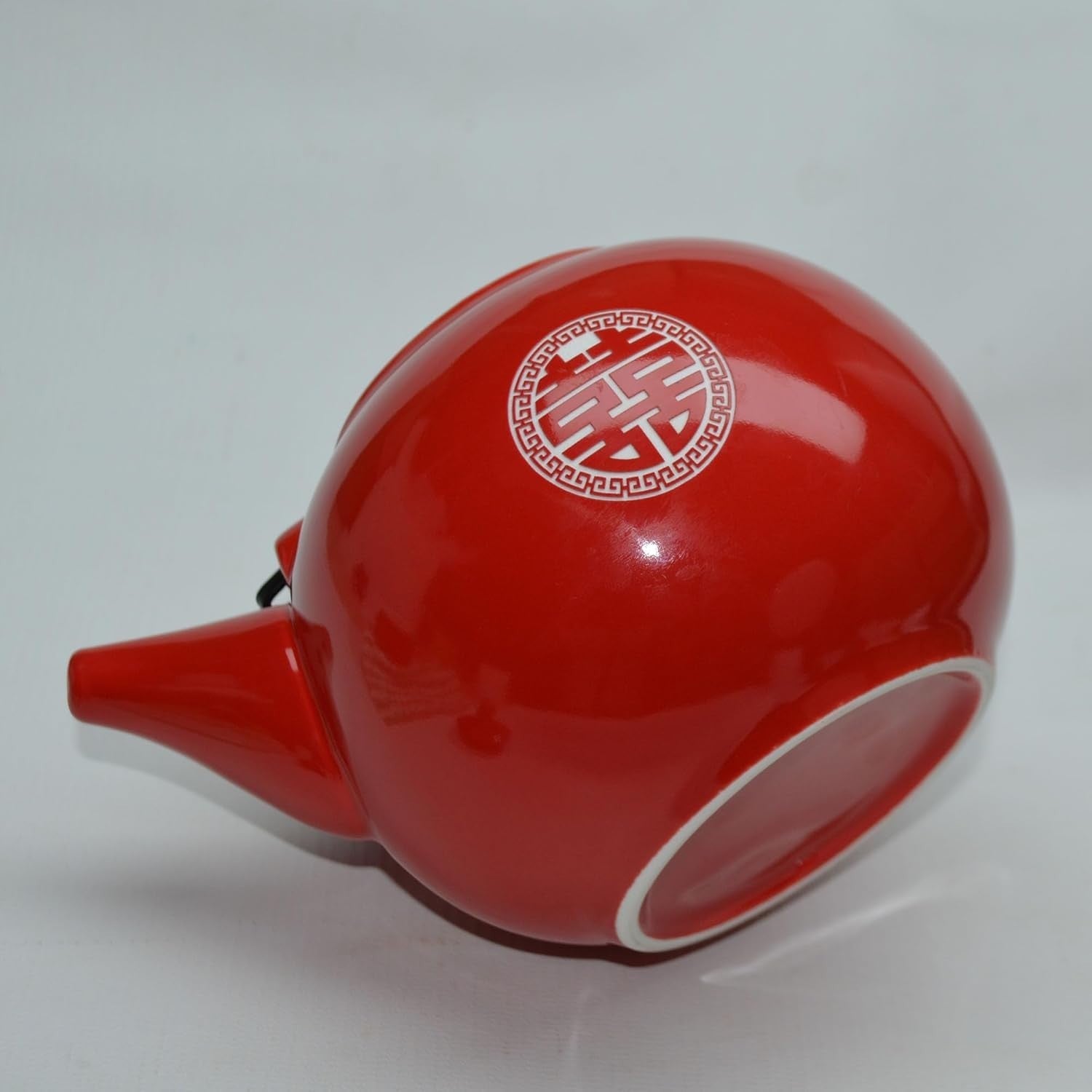 28oz Chinese Porcelain Teapot Red Double Happiness Tea Pot Handle