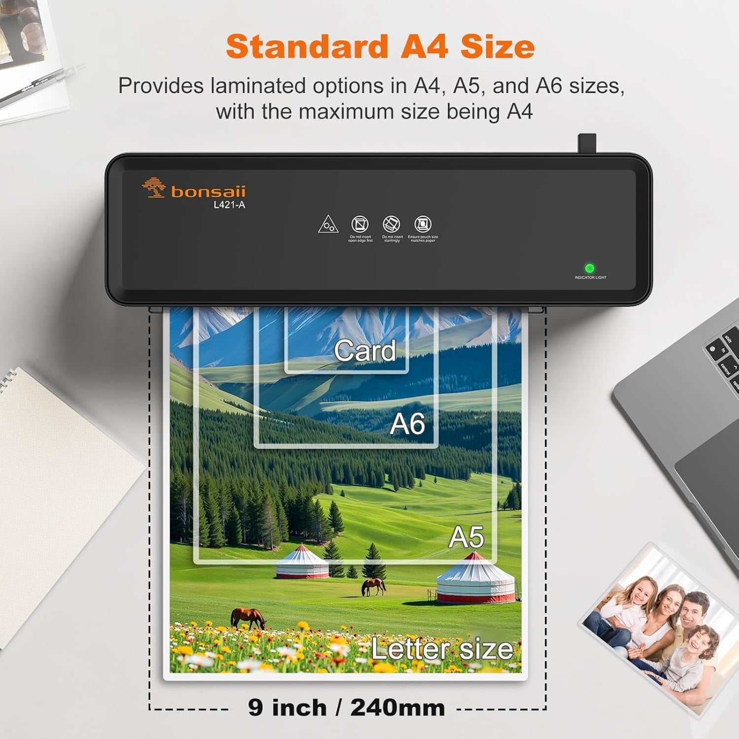 A4 Laminator Machine Compact Fast Jam Release + Starter Pouches