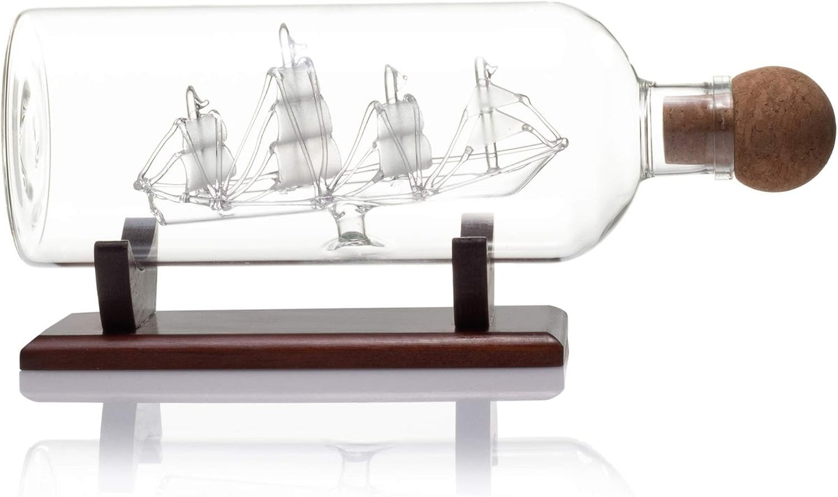 Ship in a Bottle Whiskey Decanter 750ml Glass Nautical Liquor Bottle Gift