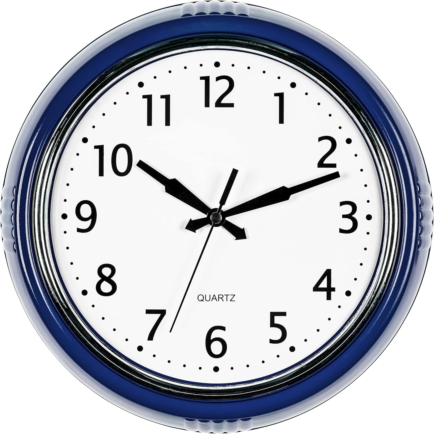 Retro 9.5" Navy Blue Wall Clock Vintage Silent Quartz Easy-Read Home Kitchen