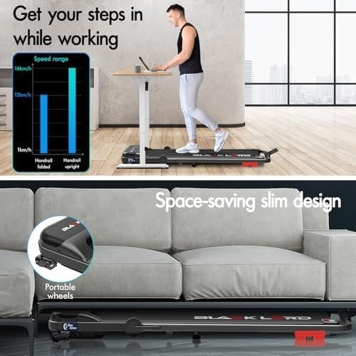 Portable Under Desk Treadmill 3.2HP 4% Incline Foldable Running Pad Home Gym