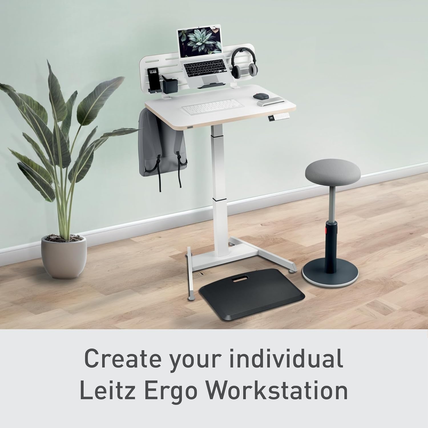 White Pegboard Desk Organiser with Laptop Holder & Accessories 80cm