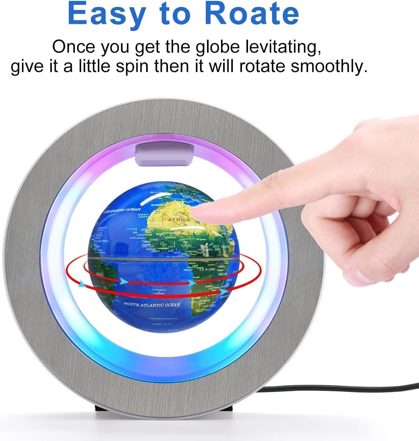 Magnetic Levitating Globe, Floating O-Shape LED World Map Desk Decor