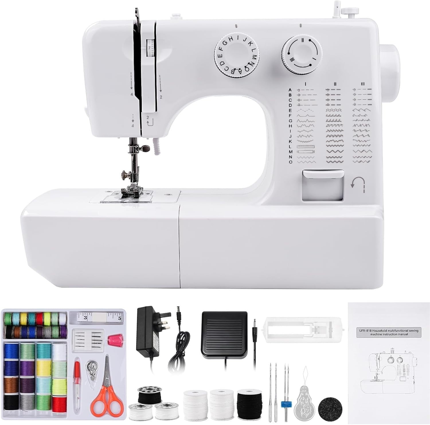 45 Stitch Mini Sewing Machine Double Needle 42pc Kit Beginner Electric