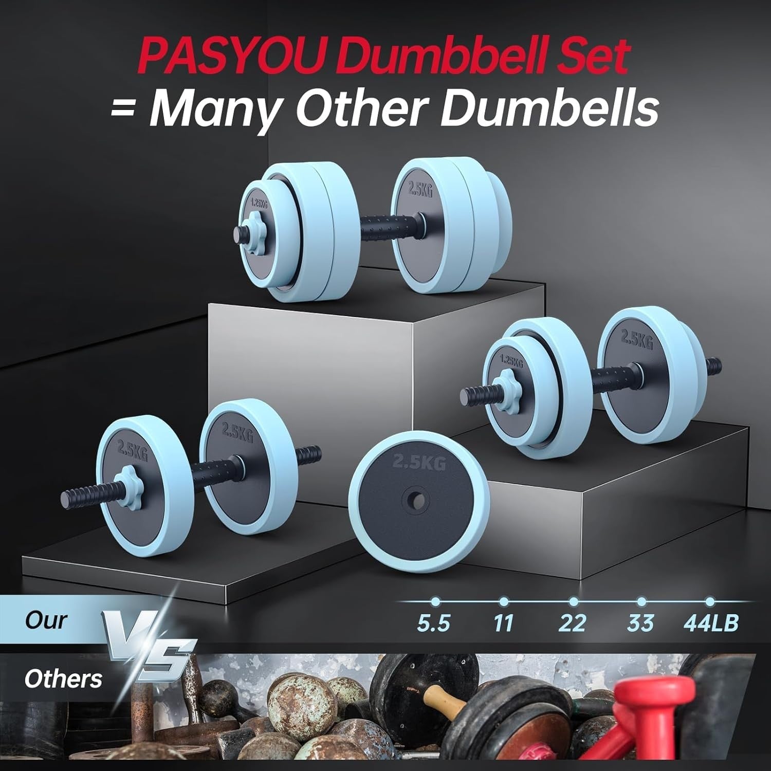 20kg Adjustable Weight Set 4-in-1 Dumbbell Barbell Kettlebell Home Gym