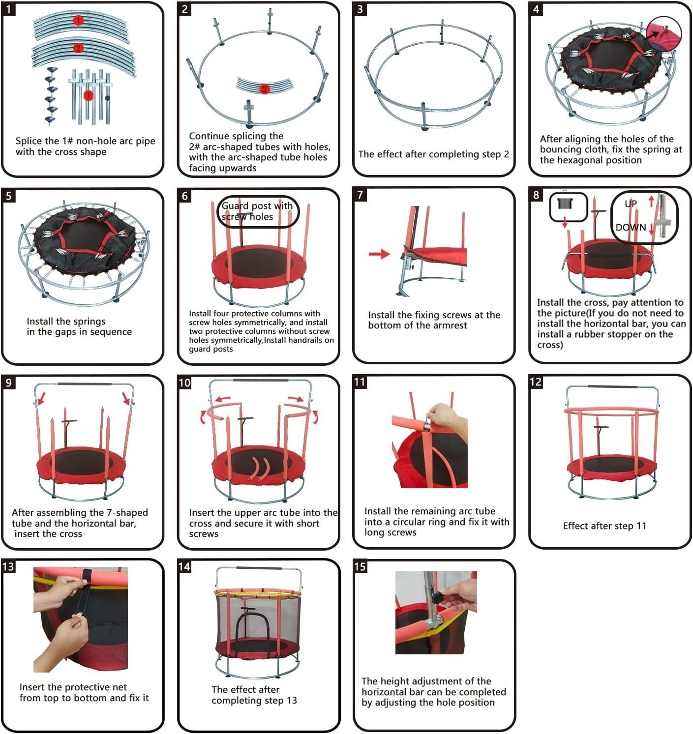 140cm Kids Trampoline with Enclosure Adjustable Gym Bar Toys 440LB