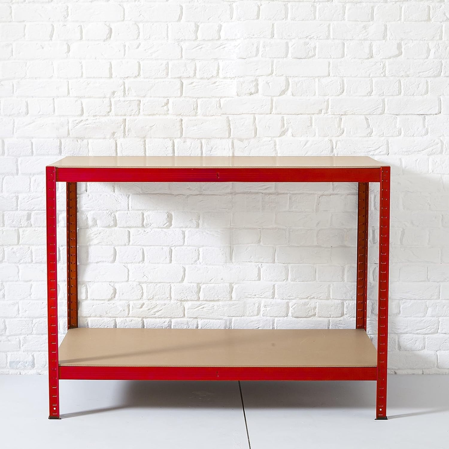 Heavy Duty Red Steel Workbench 120x60x90cm Boltless MDF Garage Table