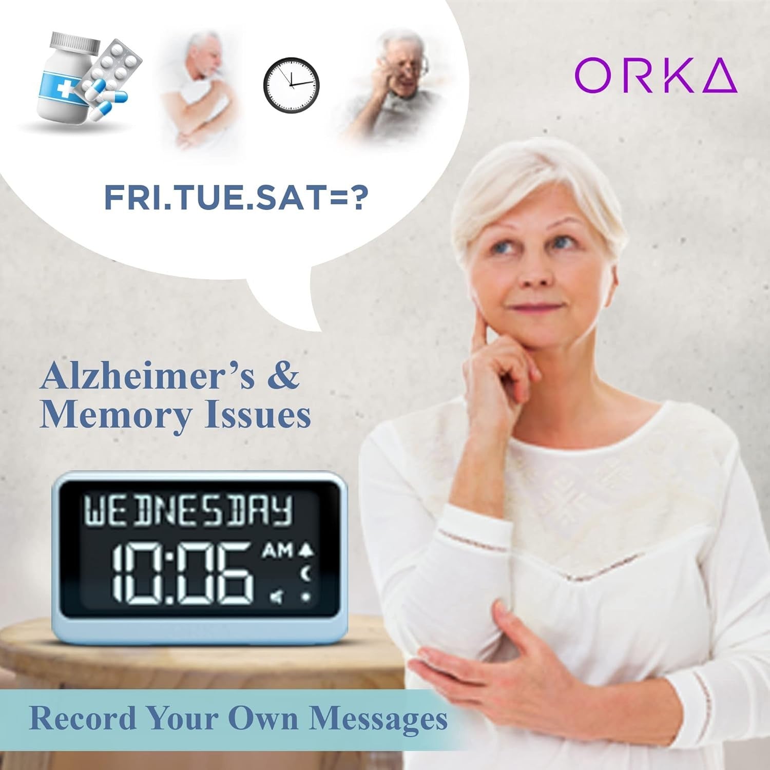Talking Alarm Clock Voice Medication Reminder Large Display Dementia