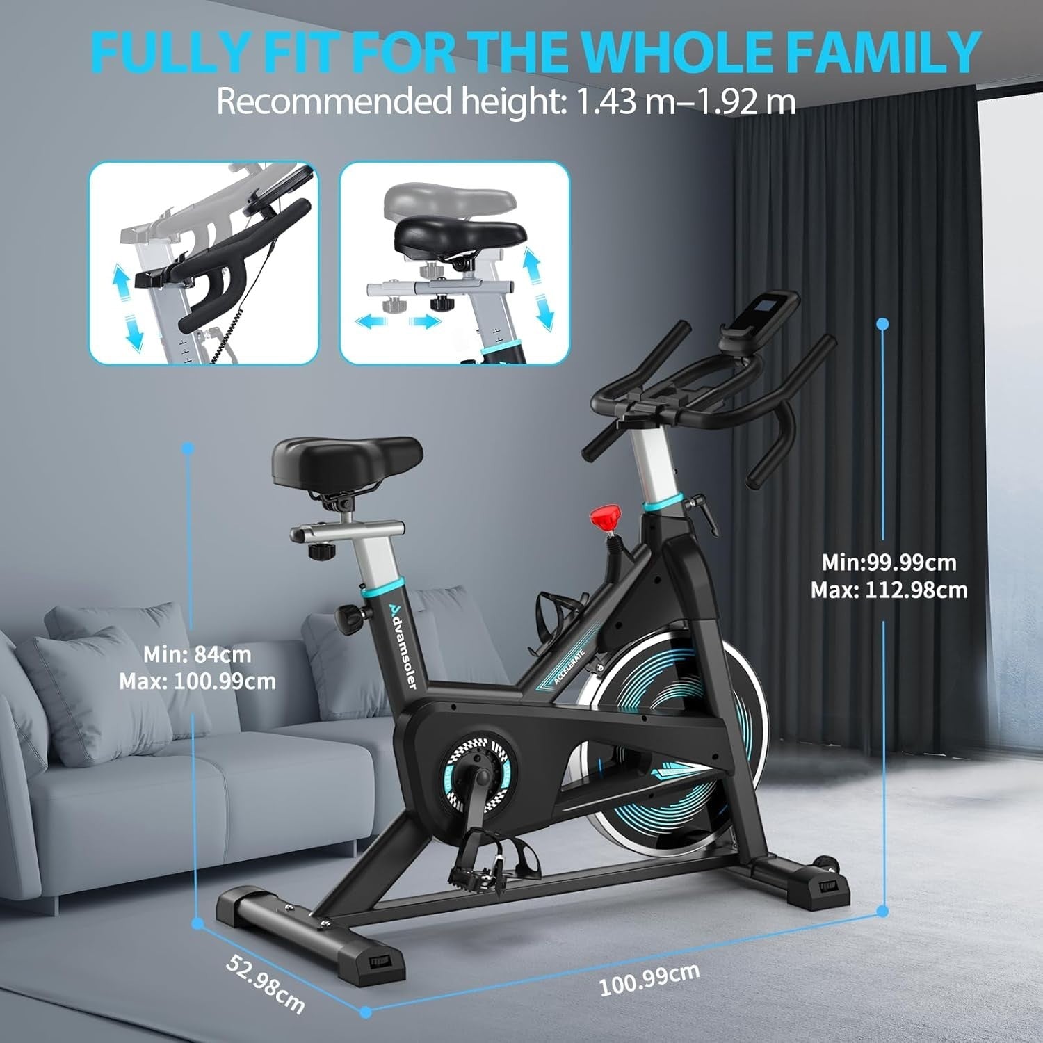 Smart Bluetooth Indoor Spin Bike w/ LCD Display, App Sync, 16kg Flywheel 350lb