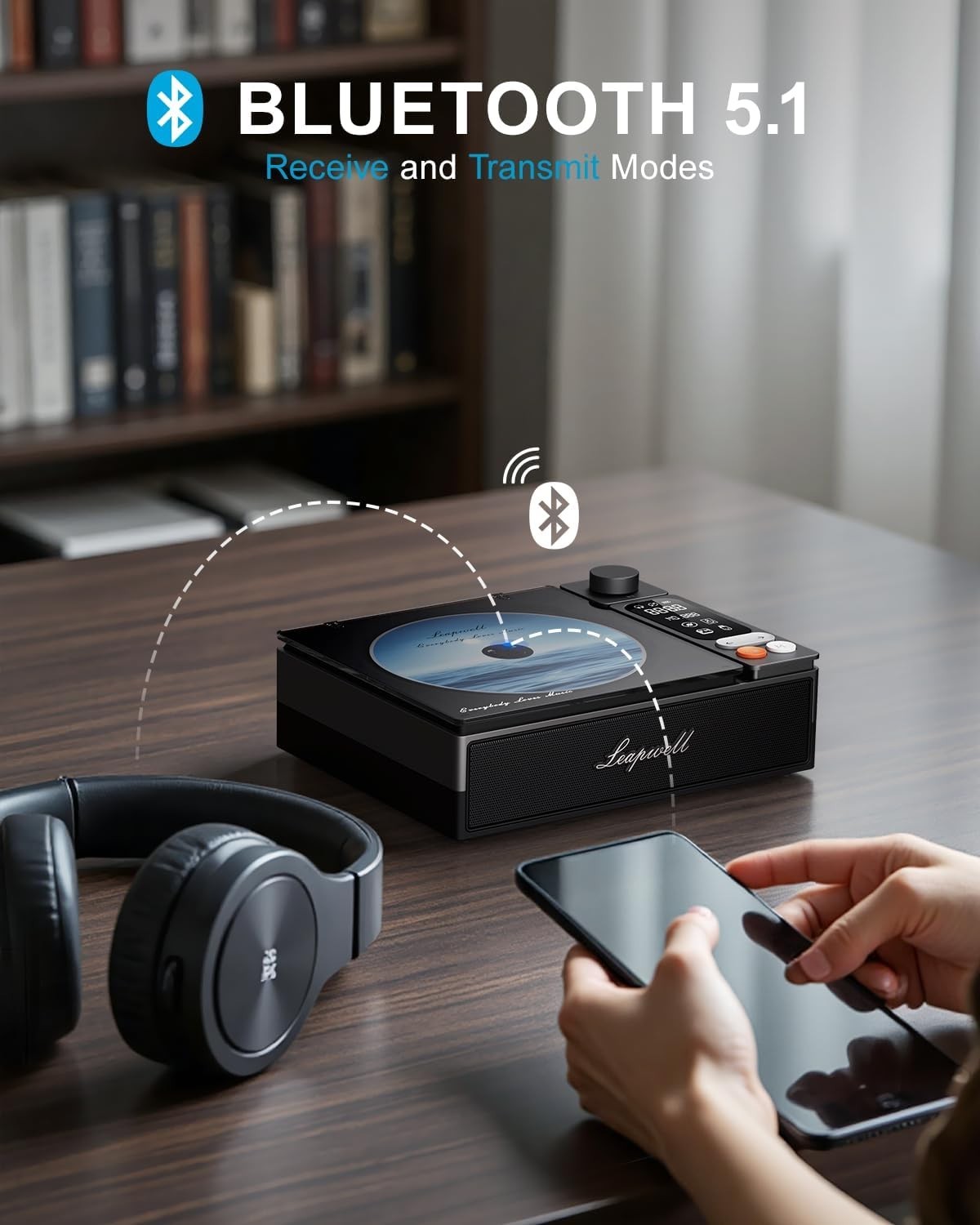 Portable CD Player Bluetooth Speakers Optical USB FM Radio Rechargeable