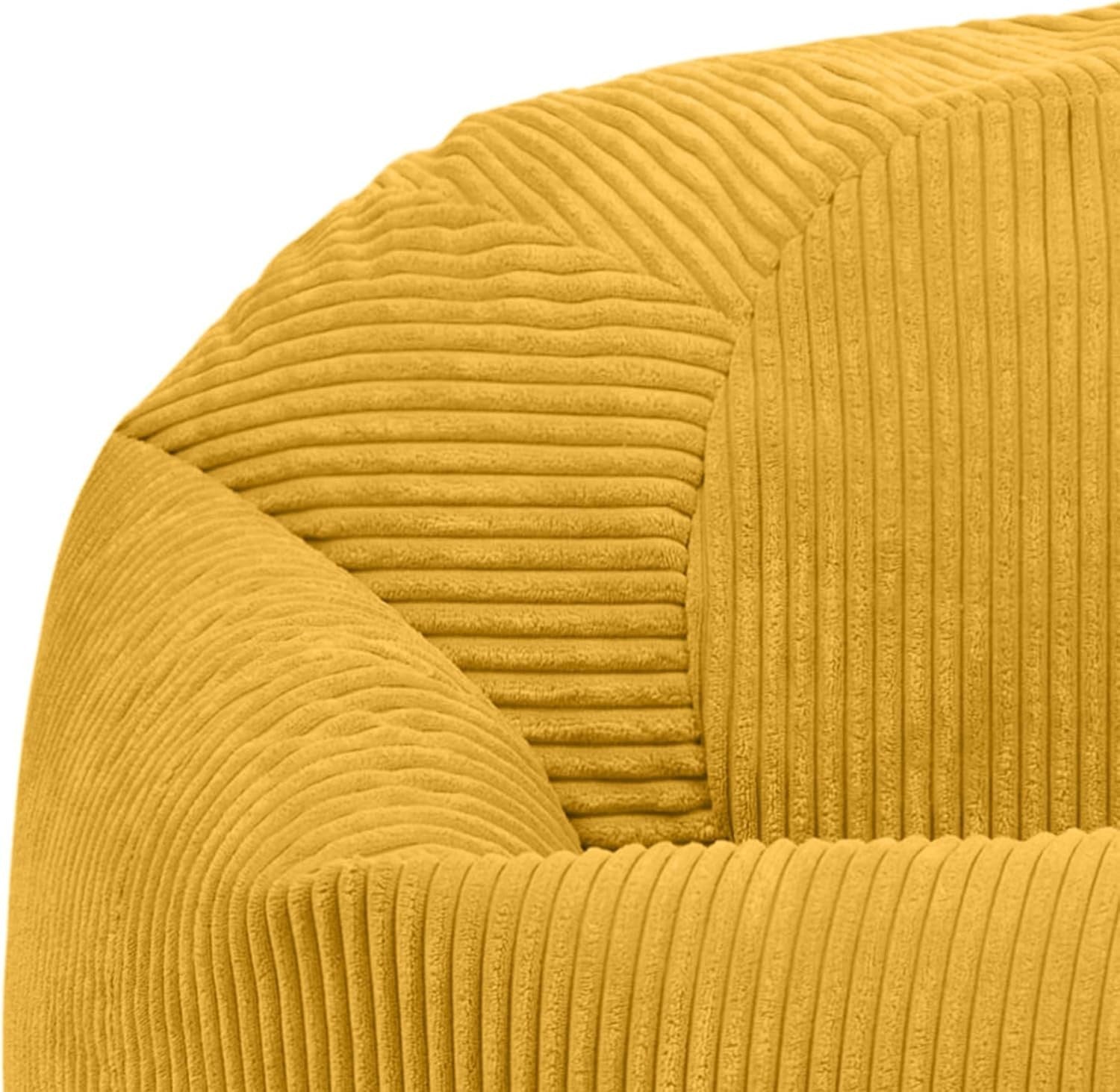 2x Corduroy Bean Bag Chairs Adult Large Comfy Sofa Seat Ochre Yellow