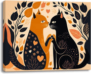 Abstract Cats Canvas Wall Art Framed 16x12 in Animal Home Decor