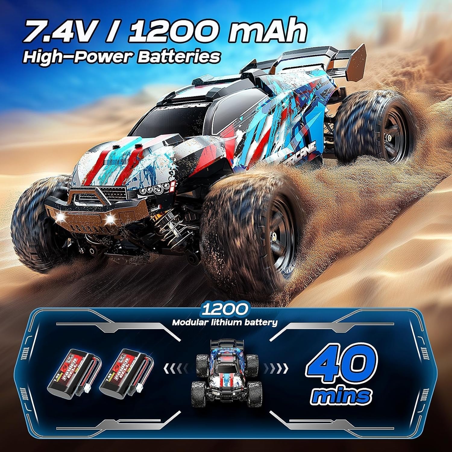 1:18 High-Speed 4x4 RC Car 40KM/H Off-Road Truck Adults Boys Dual Battery