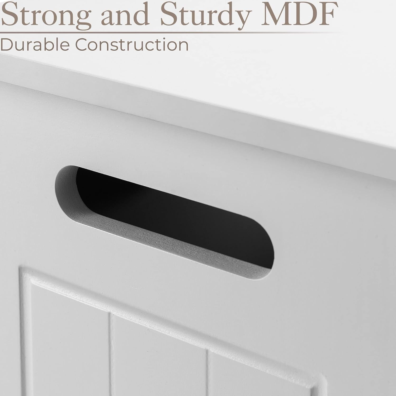 Slim Bathroom Laundry Cabinet Storage Box with Linen Hamper White Wood