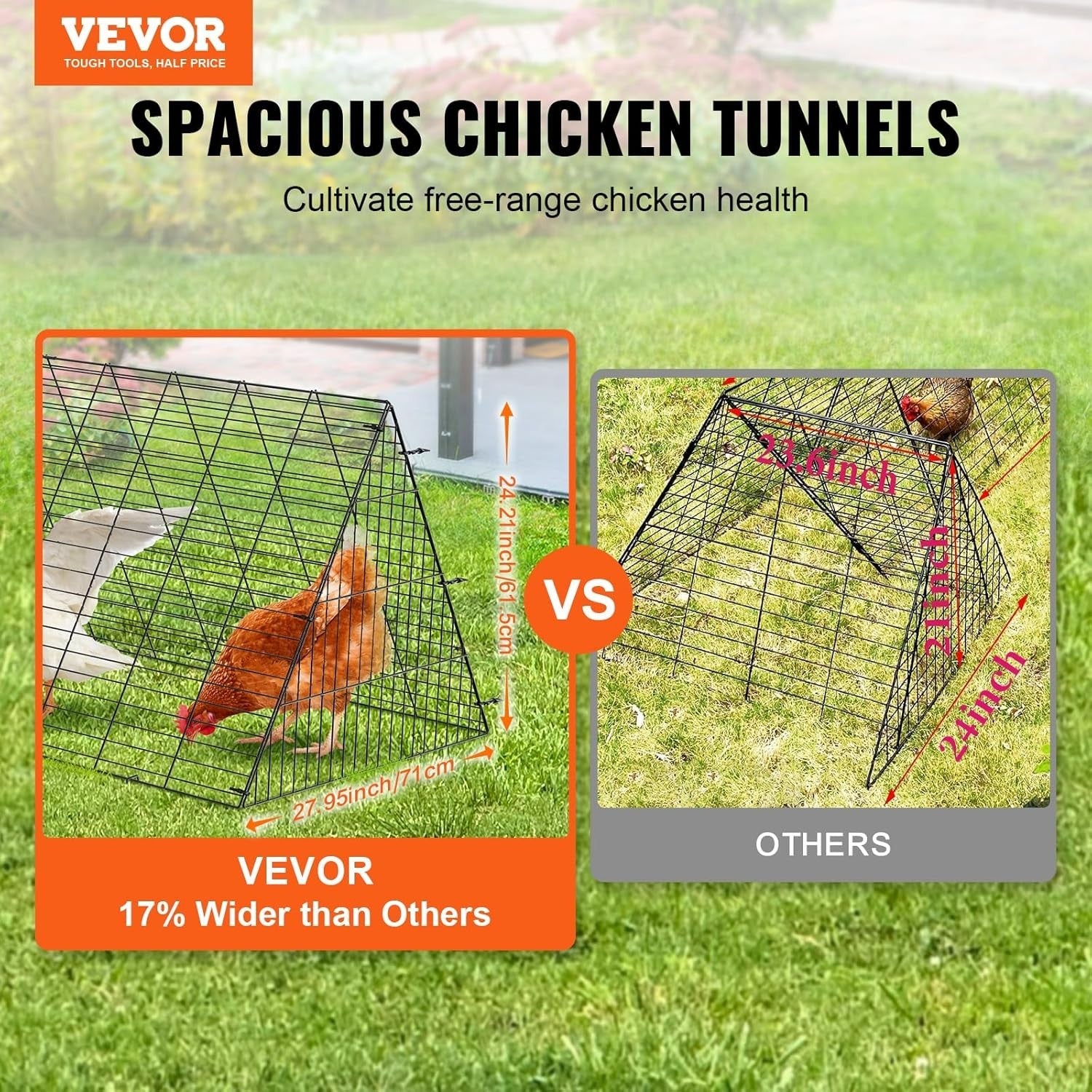 Portable Chicken Tunnel Run 3.25x5.64m Steel Frame w Cover