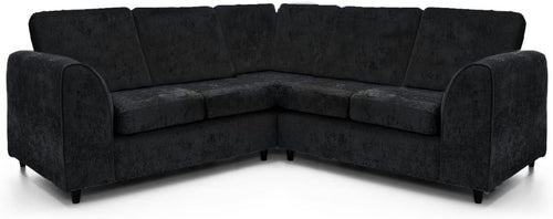Black Chenille 2C2 High Back Corner Sofa 5-Seater Modular L-Shaped Couch