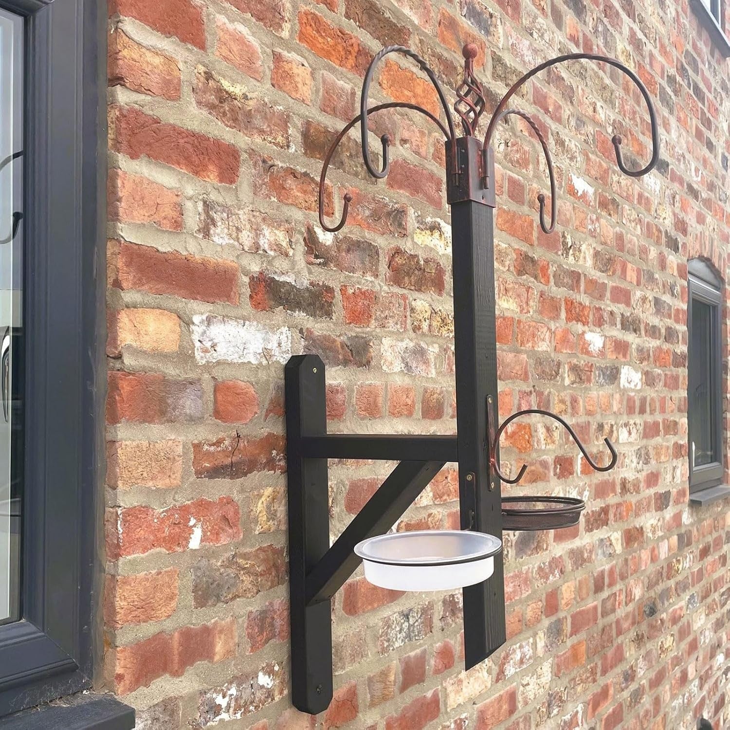 Wall Mounted Bird Feeding Station with Water Bath & Seed Trays Outdoor Garden
