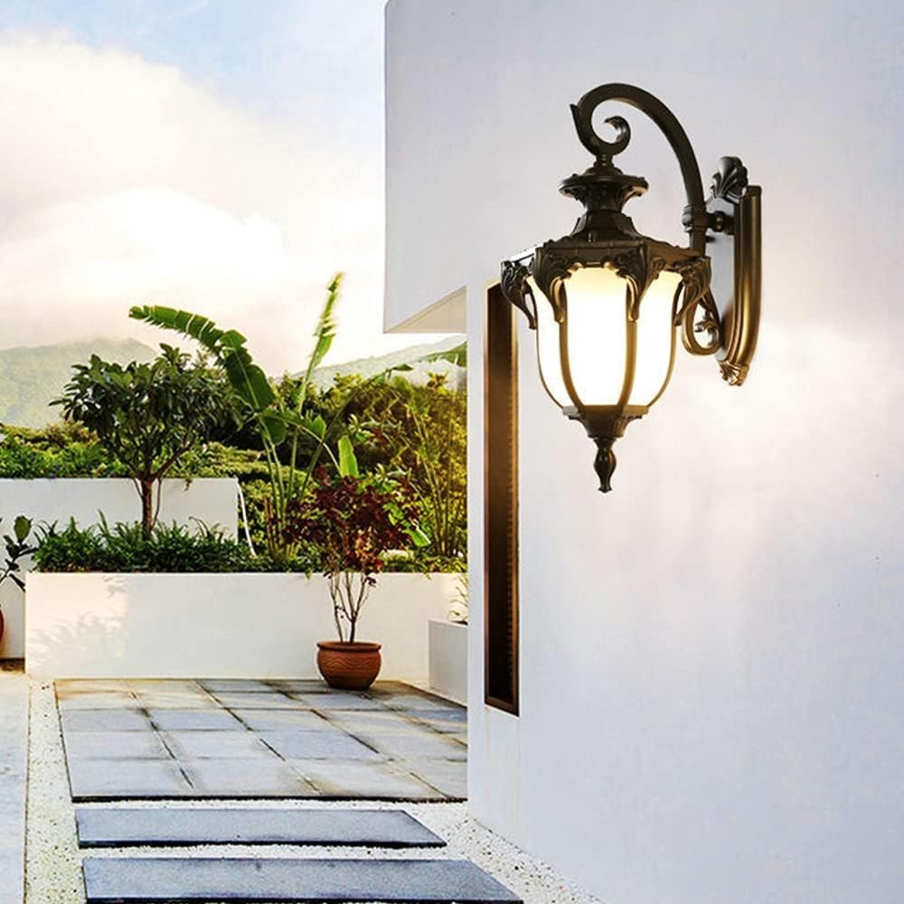Vintage Outdoor Wall Lantern Metal Glass IP23 E27 Garden Light