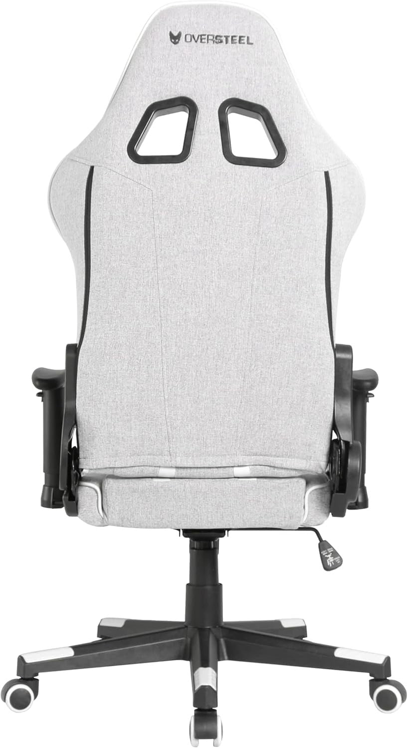 Professional Gaming Chair 180° Recline Fabric Grey White