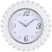 Large White Peacock Feather Wall Clock 43cm Silent Elegant Home Decor