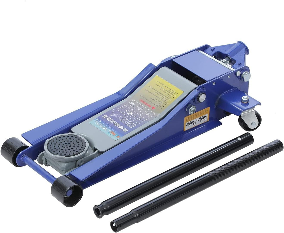 3 Ton Low Profile Hydraulic Floor Jack 75–505mm Twin Piston Quick Lift Steel