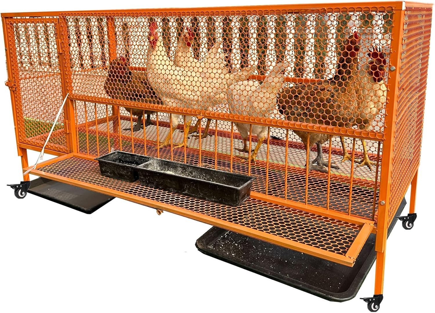 Portable Chicken Run Coop 100x60x73cm Steel Cage Wheels