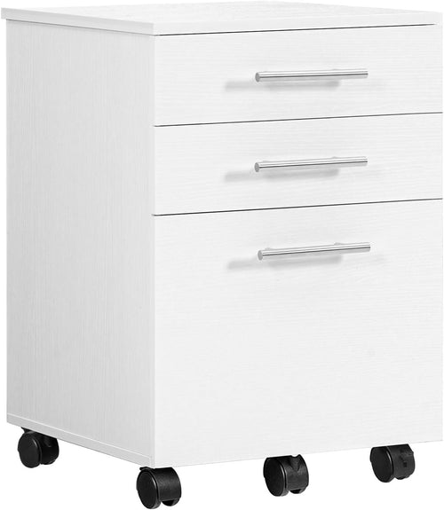 3 Drawer Mobile Filing Cabinet Rolling Office Storage Under Desk White