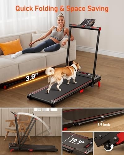Under Desk Walking Pad Treadmill 330lb Capacity 2.5HP Incline