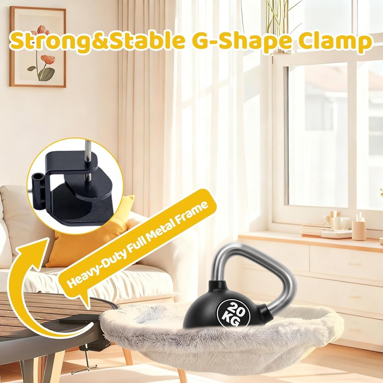360 Rotating Desk Cat Hammock Plush Cat Bed Clamp On Perch