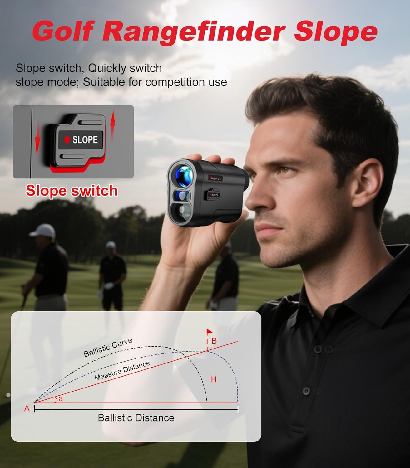 Golf Range Finder 1000 Yards Slope Flag Lock Vibration Rechargeable