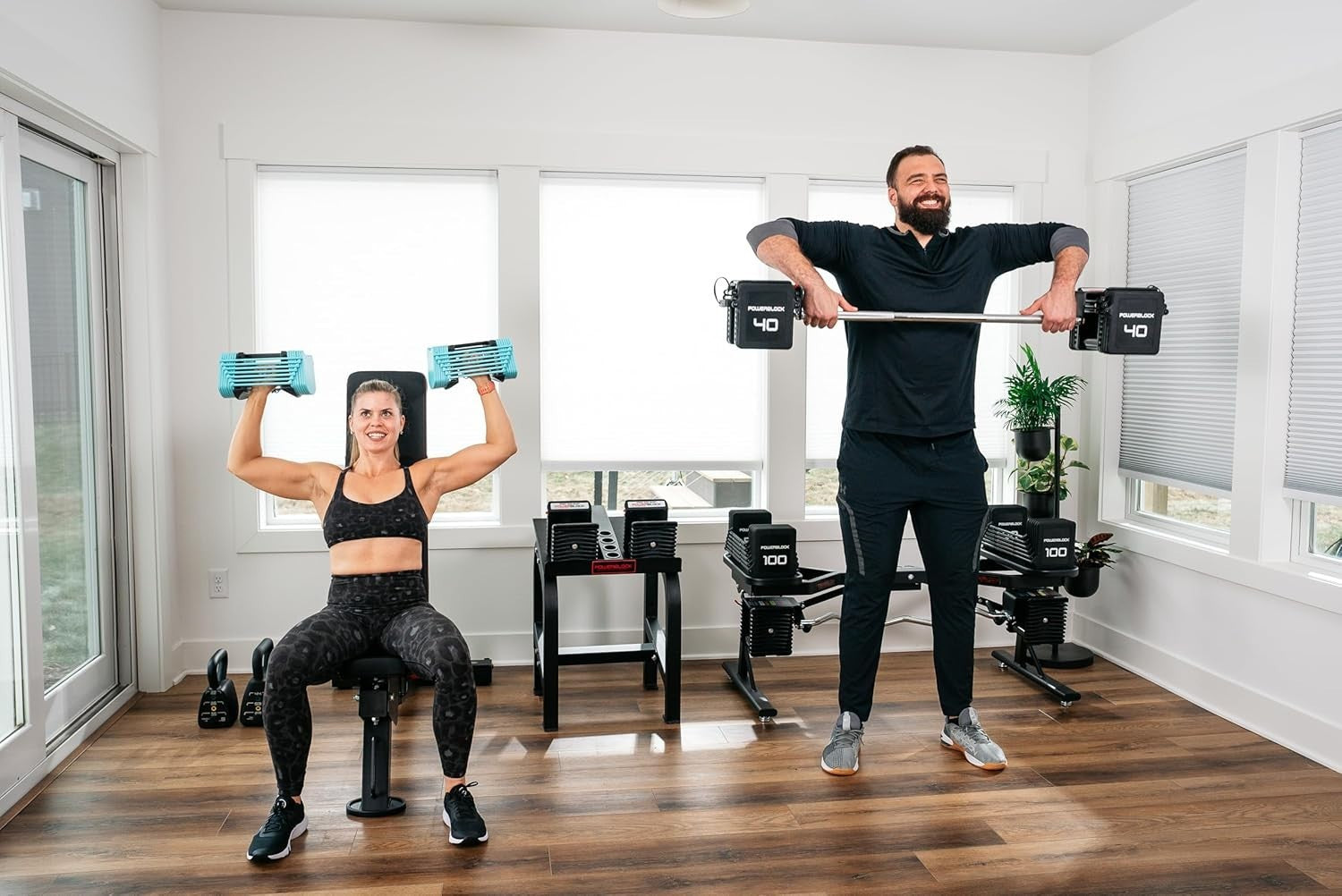 Compact Adjustable Dumbbell Pair 24lb Per Hand Space-Saving Home Gym